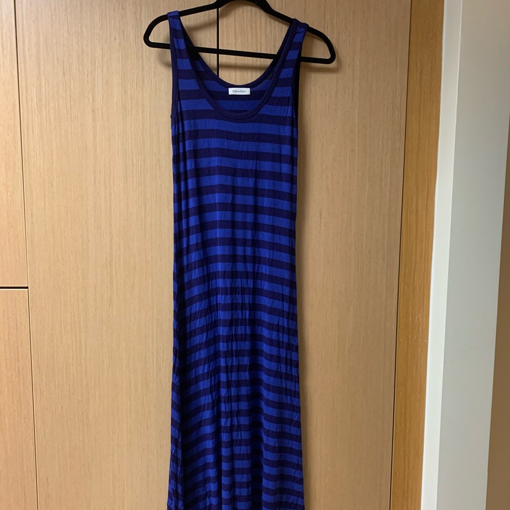 Calvin Klein Blue Striped Maxi Dress